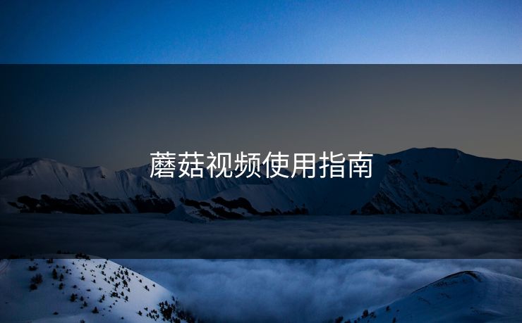 蘑菇视频使用指南