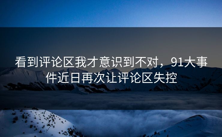 看到评论区我才意识到不对，91大事件近日再次让评论区失控